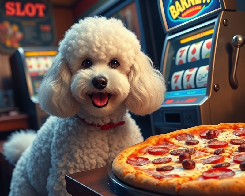 poodle, pizza, slot machine, pickle